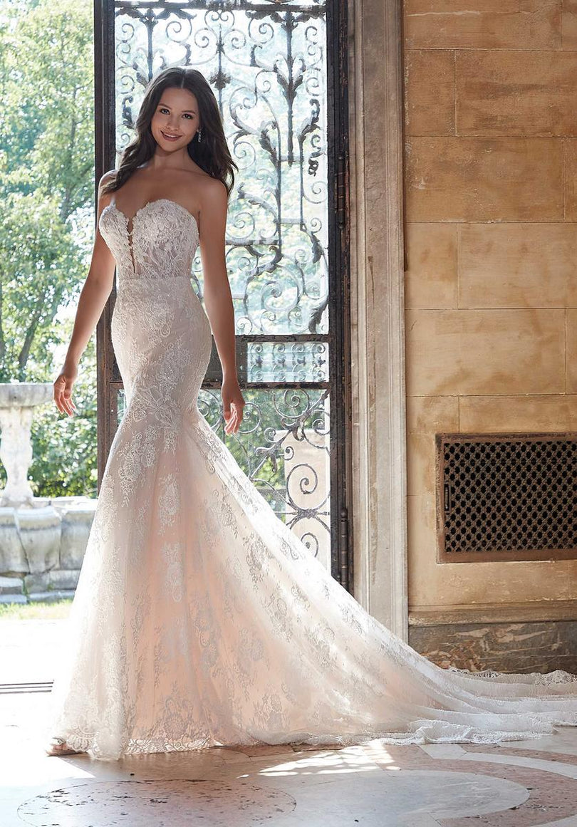 wedding dress outlet Tina Holly TW480 Long Floral Bridal Gown A Line Corset Full Length Marianne's Bridal Outlet | Discounted
