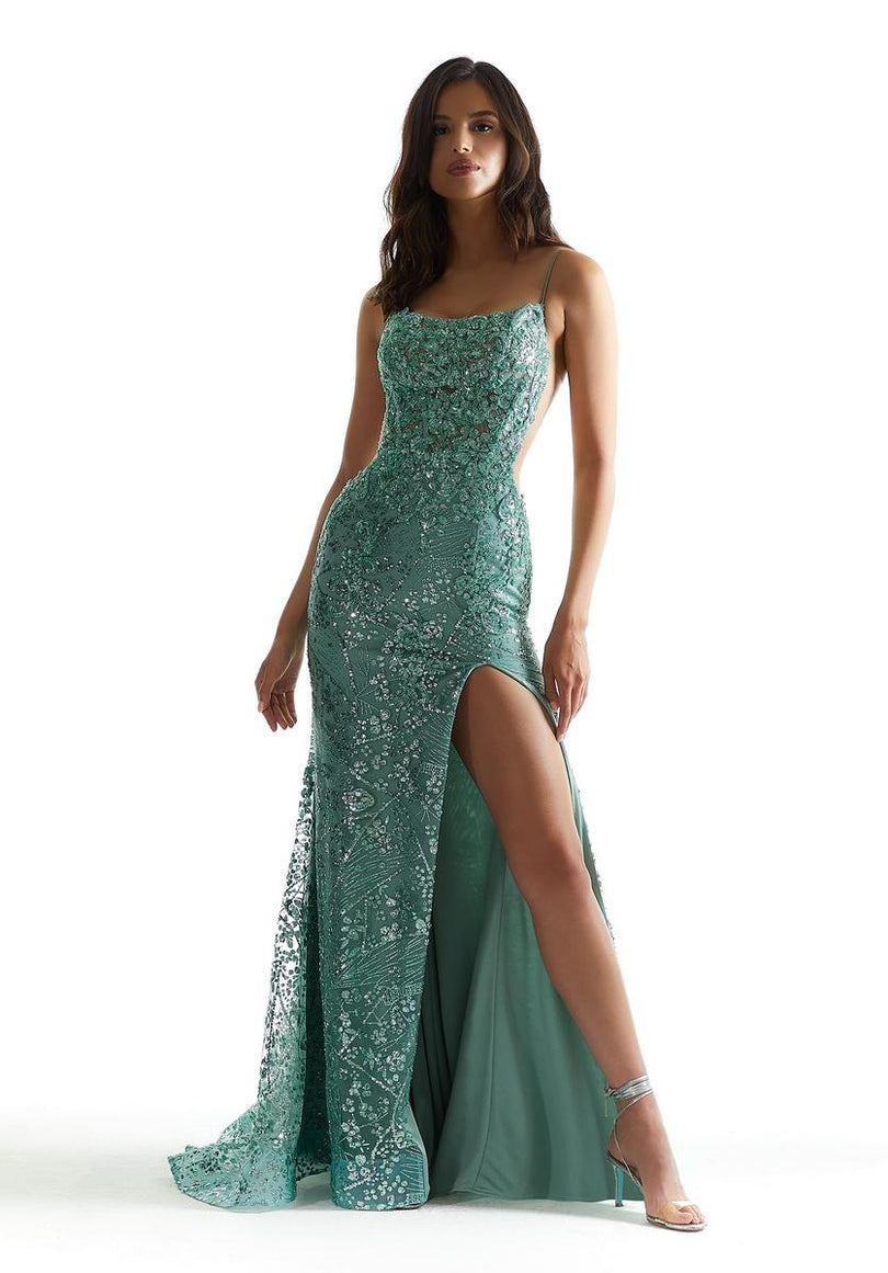 Morilee Metallic Sequin Lace-up Back Prom Dress 49006