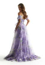 Morilee Off Shoulder Floral Print Prom Dress 49007