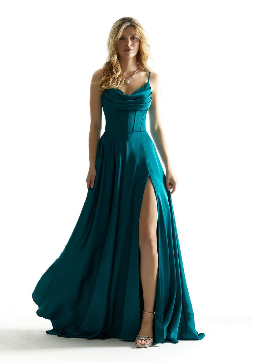 Morilee Pleated Cowl Neck Corset Prom Dress 49011 Morilee Pleated Cowl Neck Corset Prom Dress 49011