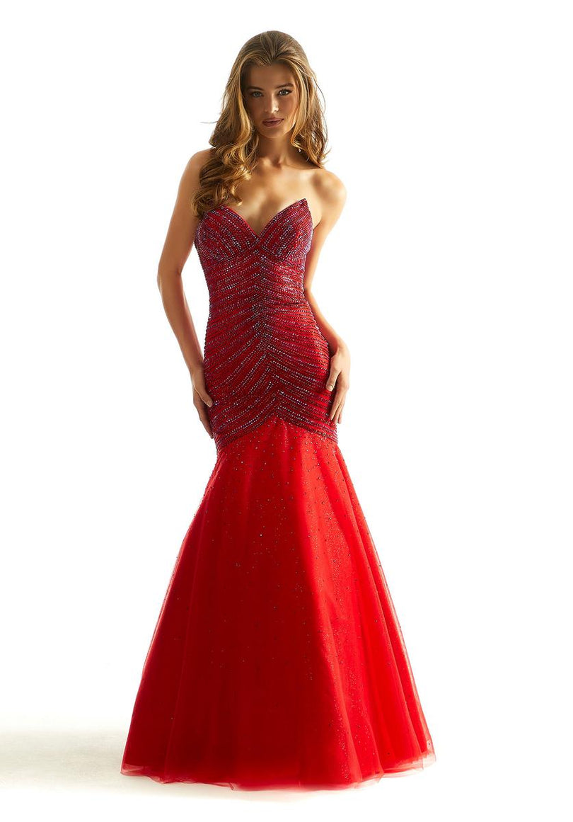 Morilee Peaked Mermaid Strapless Prom Dress 49029