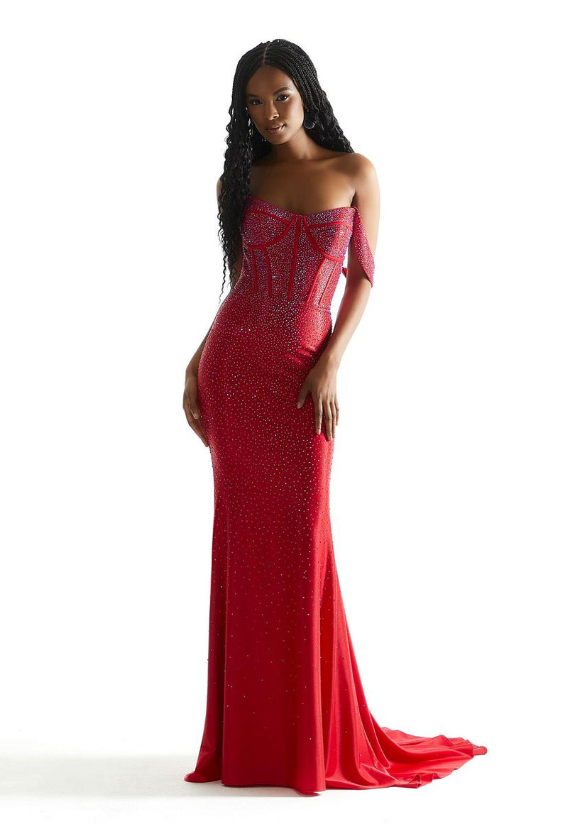 Morilee Off Shoulder Long Heat Stone Prom Dress 49031 Morilee Off Shoulder Long Heat Stone Prom Dress 49031