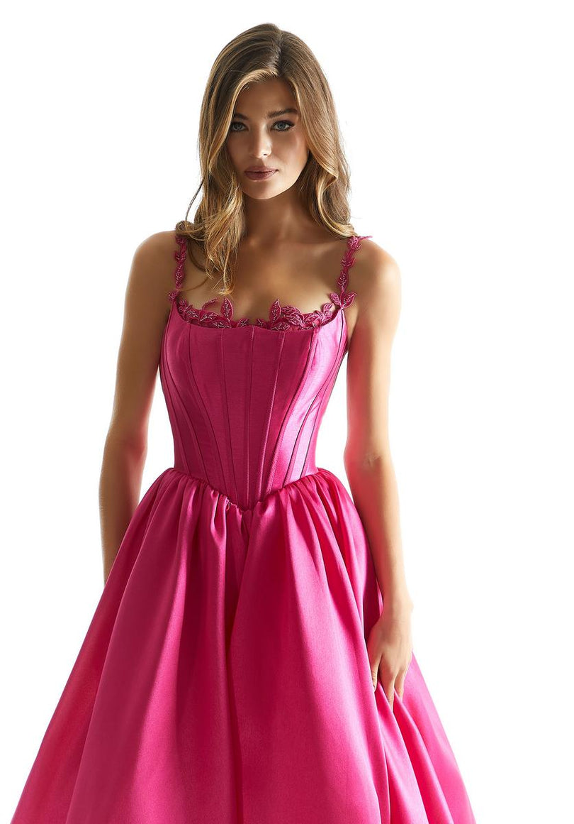 Morilee Corset Simple Satin Ball Gown Prom Dress 49036