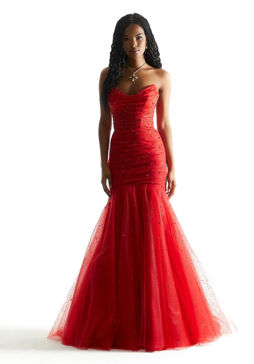 Buy Fit Design Satin Sequined Keyhole Back Prom Dress Long Beaded Formal  Evening Ball Gown Online at desertcartINDIA
