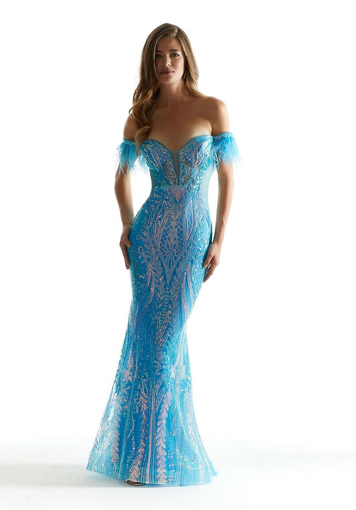 Morilee Feather Strapless Sequin Prom Dress 49081