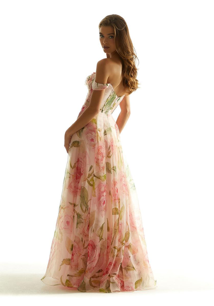 Morilee Strapless Floral Print Prom Dress 49085