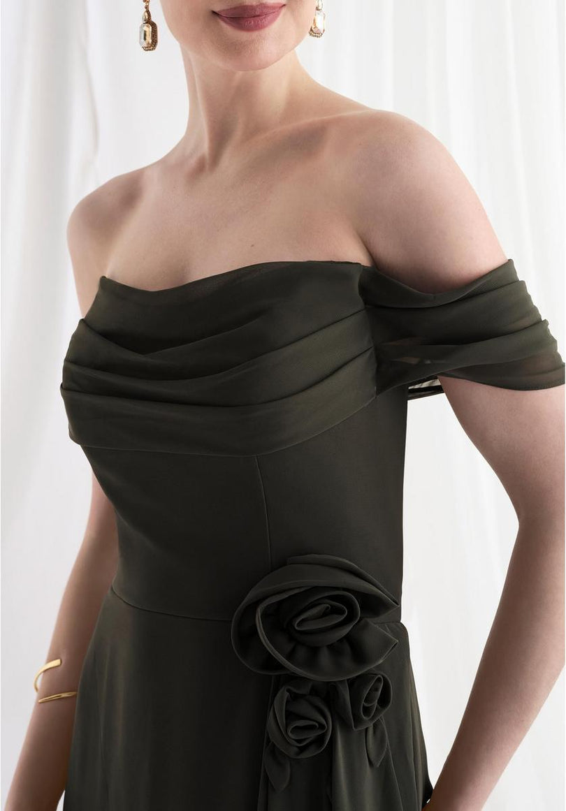 MGNY Madeline Gardner Off Shoulder Evening Dress 73019