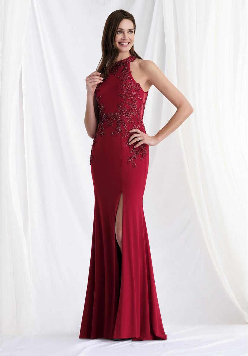 MGNY by Morilee Fit and Flare Halter Evening Dress 73168