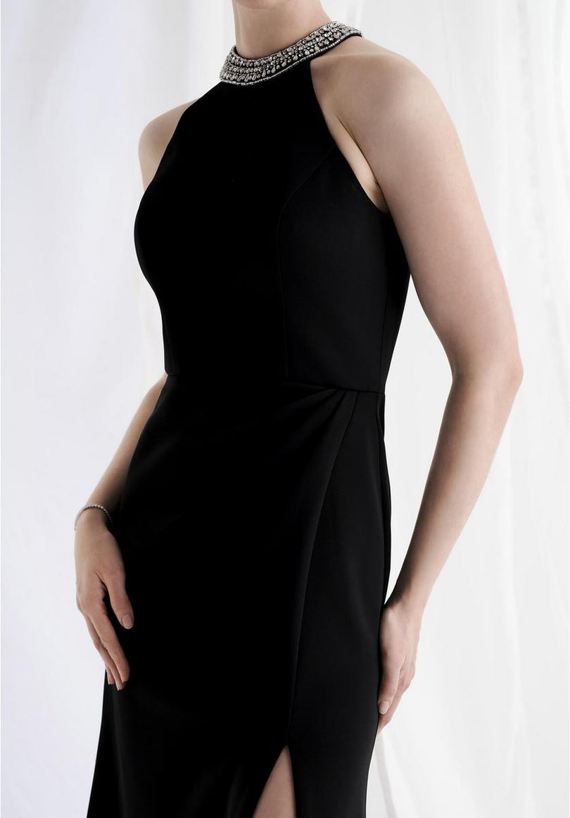 black high neck fit and flare dress Black High Neck Dress Fit and Flare, Long Sleeves, Midi Length 8 US / 42 EU