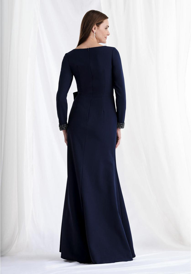 MGNY Long Sleeve Side Ruched Evening Dress 73172