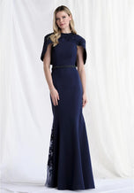 MGNY by Morilee V-Neck Wrap Bodice Evening Dress 73183