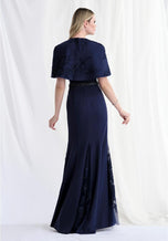 MGNY by Morilee V-Neck Wrap Bodice Evening Dress 73183