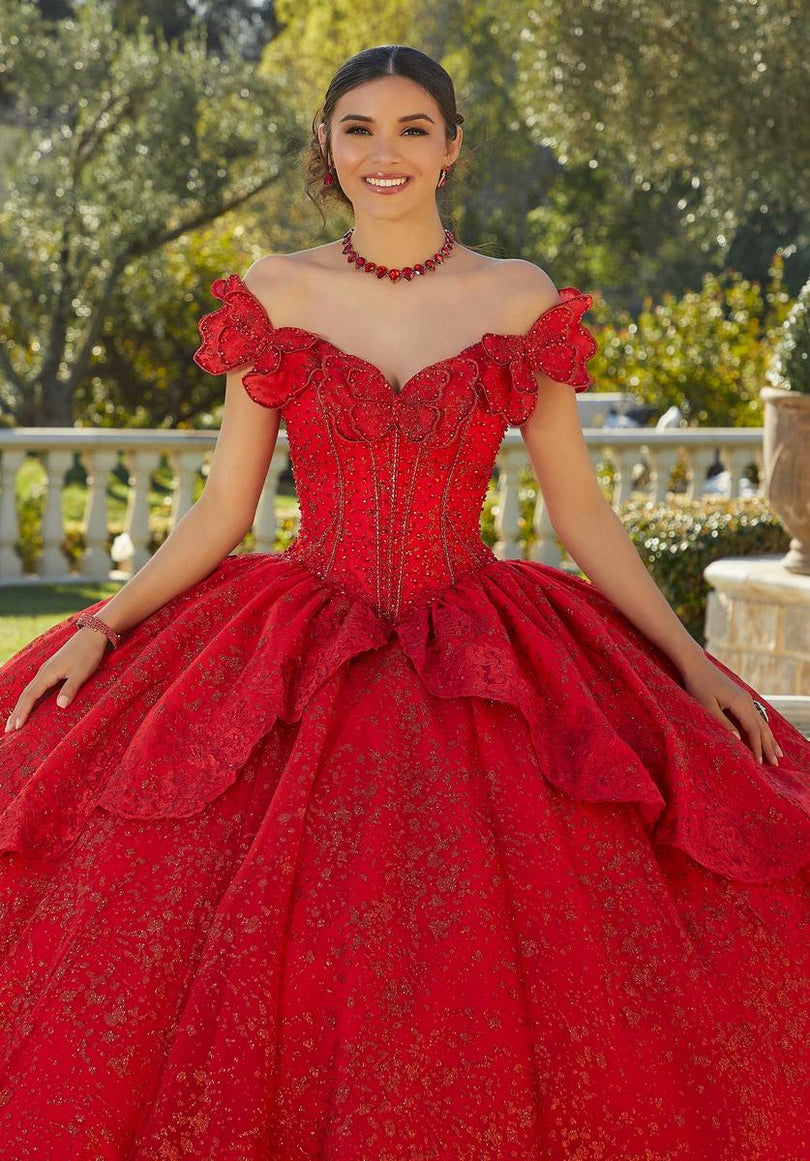red quince dress with butterflies Customized Red Butterfly Quinceanera Dresses 2026 Sparkly Beading Ball Gown Sweet 16 Dress Princess Vestidos De 15 Quinceaera