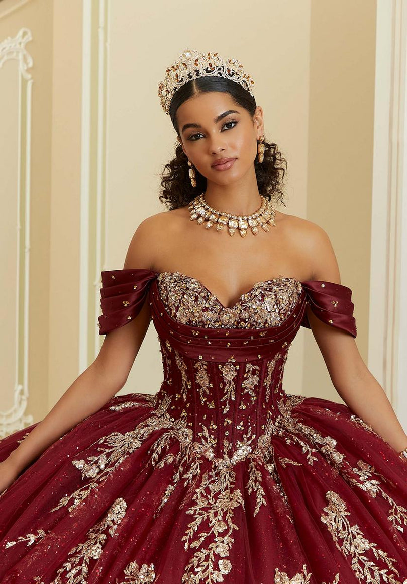 cherry red quince dress Red Quinceaera Dress with Shimmering Sequin Bodice XS / Red