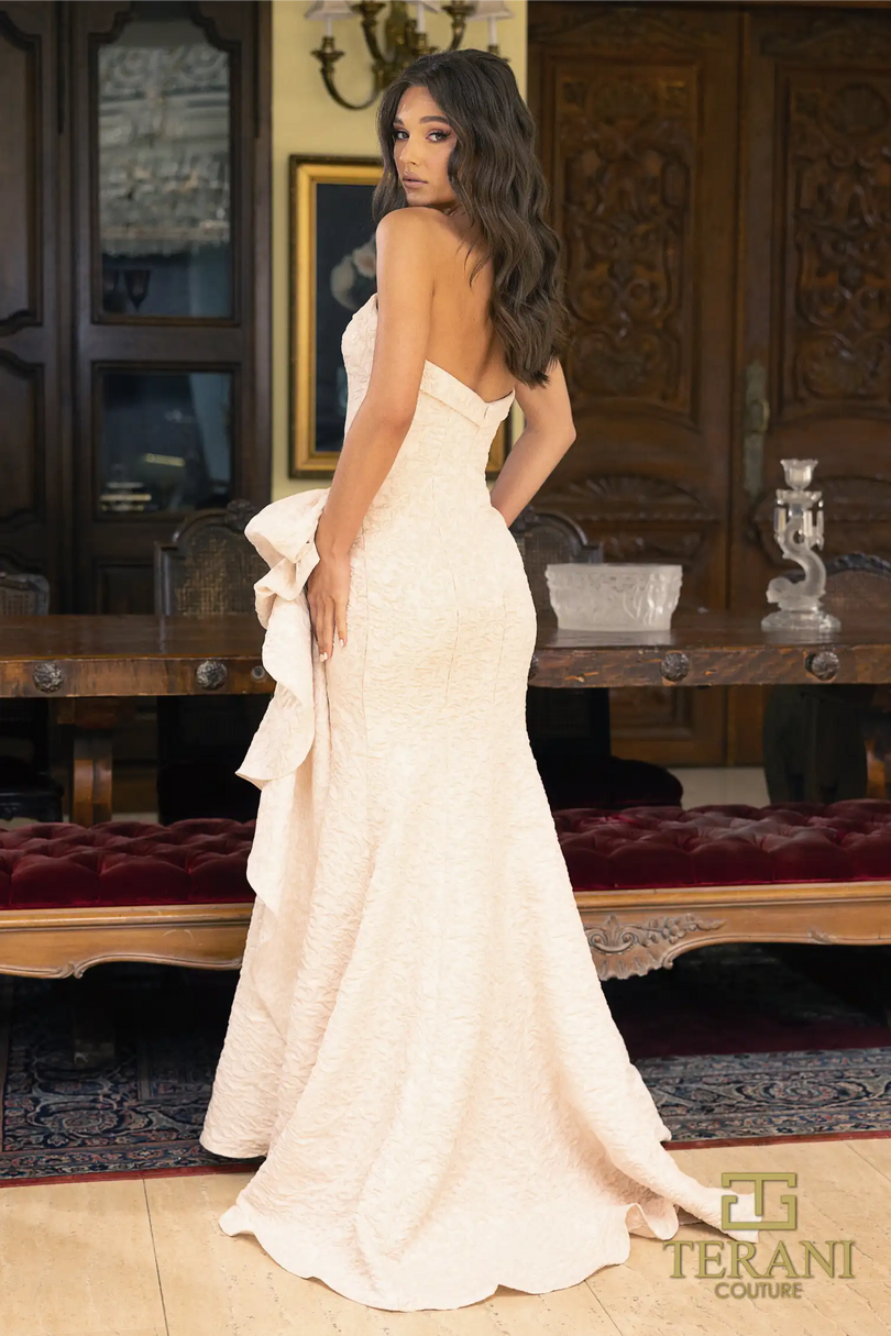 Terani Couture Strapless Brocade Evening Dress 241E2525 Terani Couture Strapless Brocade Evening Dress 241E2525