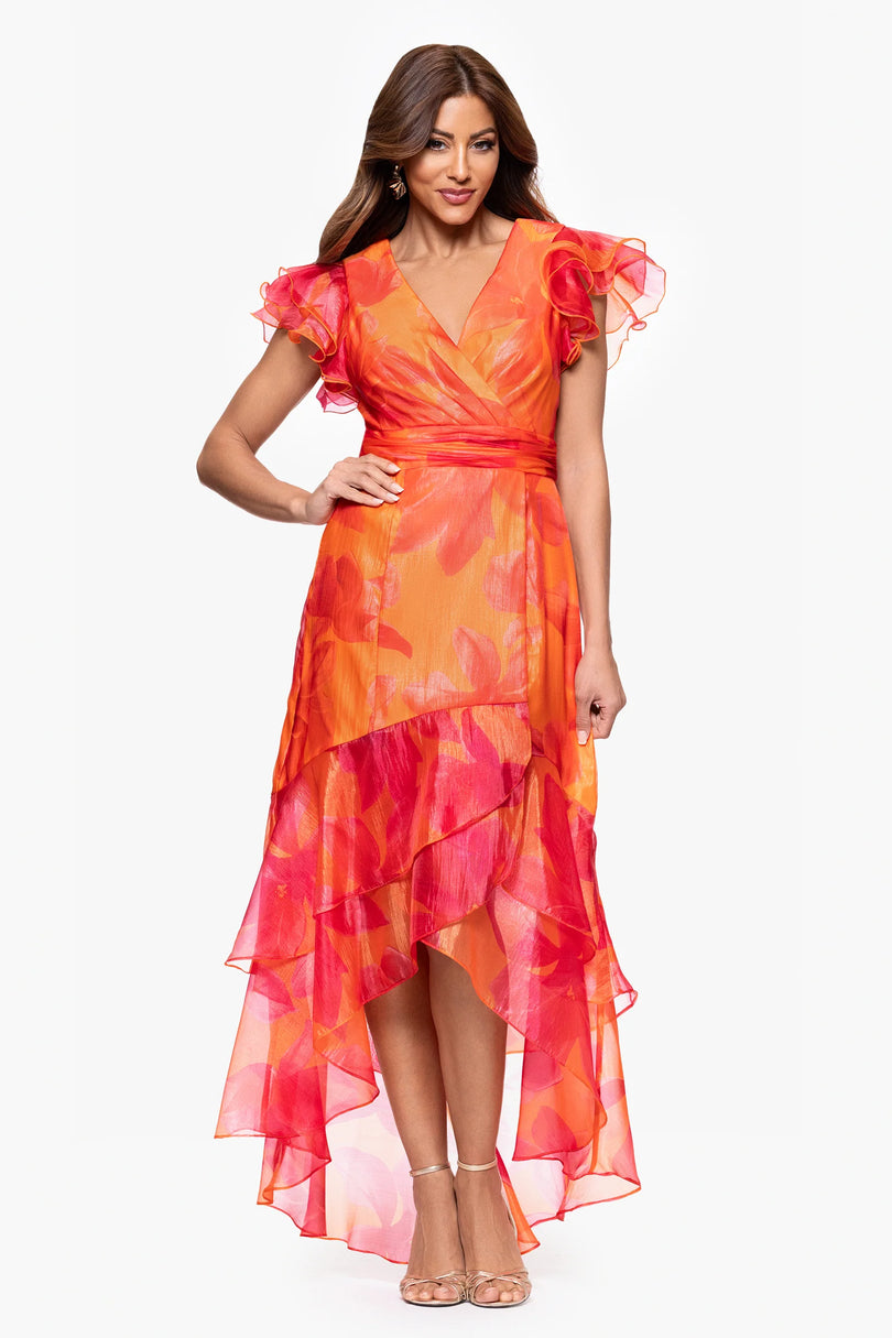 Xscape Evenings Patricia Floral Organza High Low Dress 6927X