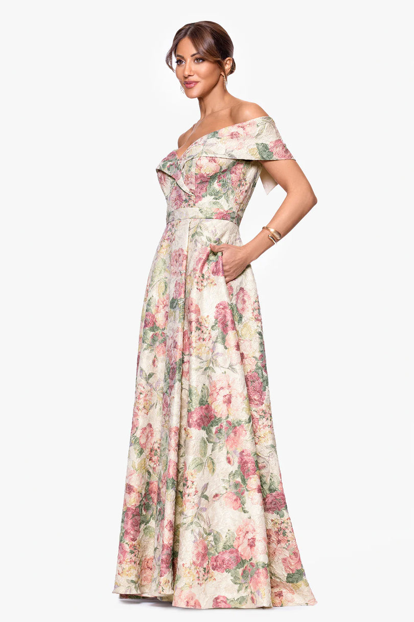 eliza j floral organza dress Eliza J Floral Neck Organza Ballgown In Fuchsia - 40% Off