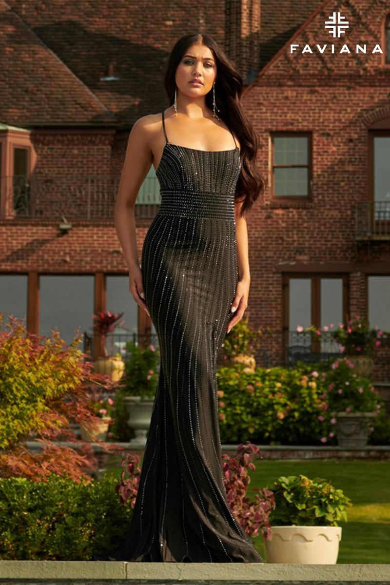 Faviana Long Scoop Neck Prom Dress S10806