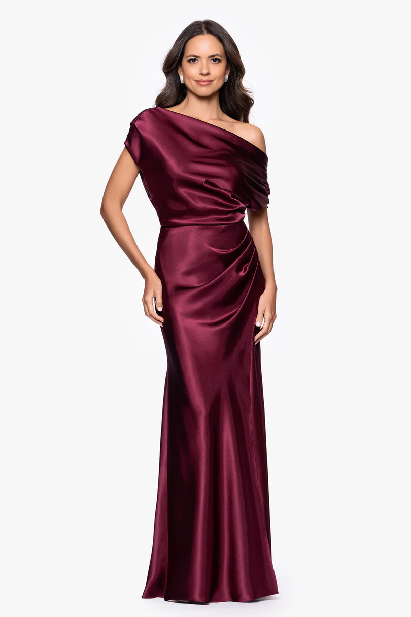 betsy & adam gowns & formal dresses Long Dress a27115 by and Metallic florals accentuate this gorgeous fit Collins Organza Cross Top Dress