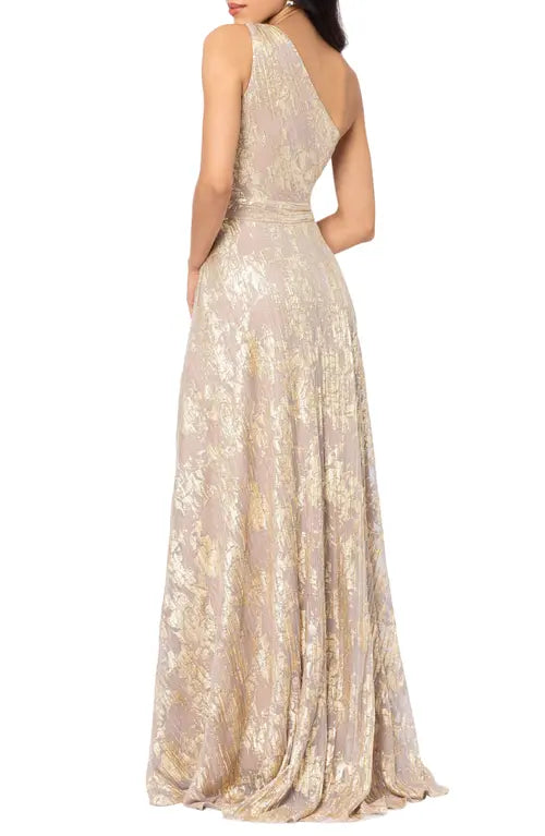 Betsy and Adam Metallic One Shoulder Dress A25588 9185356218599
