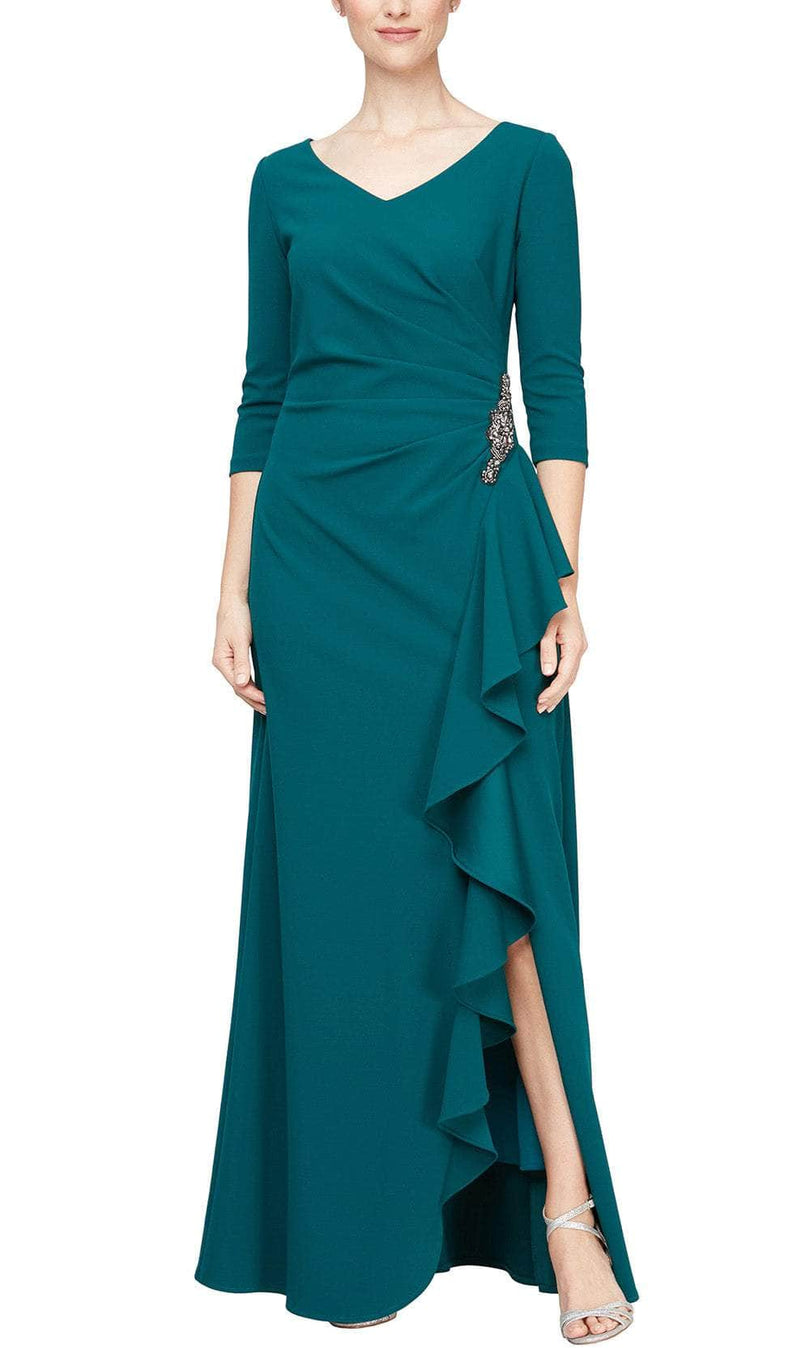 Alex Evenings Crepe Dress with Ruffle Skirt 8160400 Alex Evenings Crepe Dress with Ruffle Skirt 8160400
