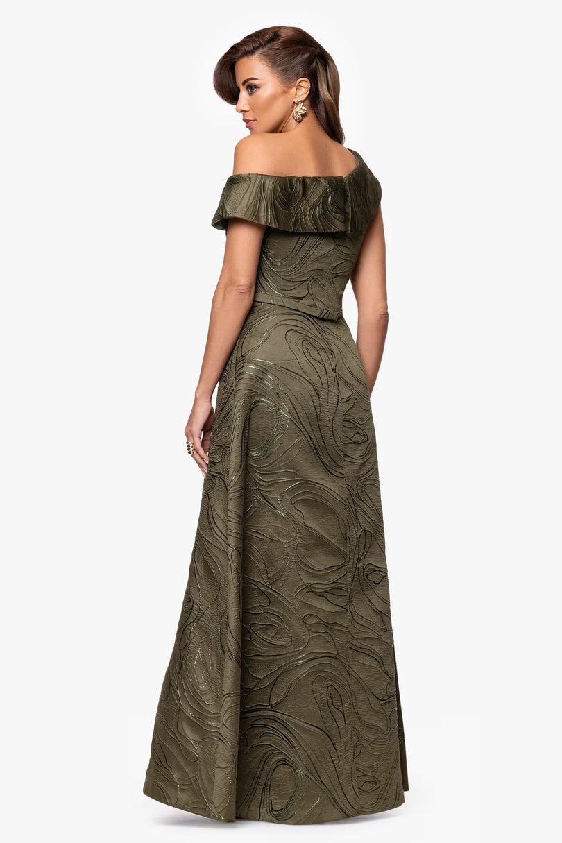 Xscape Evenings Cold Shoulder A-line Evening Dress 7034X Xscape Evenings Cold Shoulder A-line Evening Dress 7034X