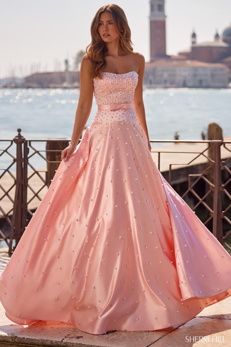 Sherri Hill Pearl Accent Ball Gown Dress 57235