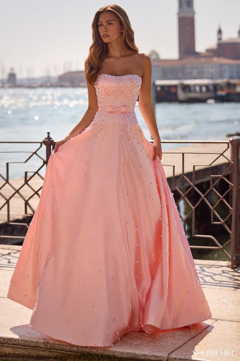Sherri Hill Pearl Accent Ball Gown Dress 57235 Sherri Hill Pearl Accent Ball Gown Dress 57235