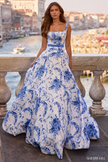 Sherri Hill Floral Print Ball Gown Dress 57482