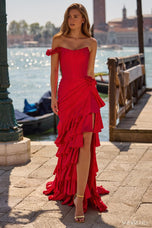 Sherri Hill One Shoulder Ruffle Corset Prom Dress 57484