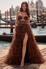 Sherri Hill Cheetah Ruffle Prom Dress 57510