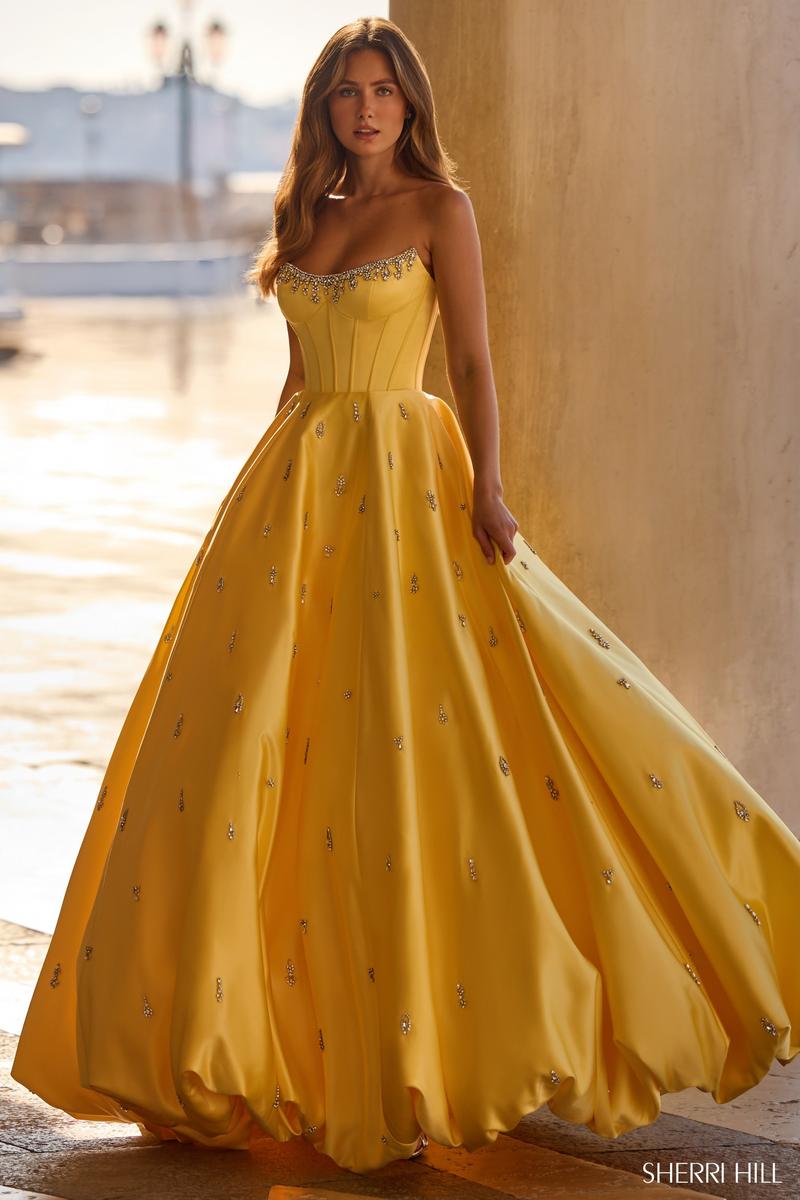 Sherri Hill Corset Bubble Hem Prom Dress 57575 Sherri Hill Corset Bubble Hem Prom Dress 57575
