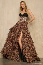 Sherri Hill Ruffle Animal Print Ball Gown Prom Dress 57585