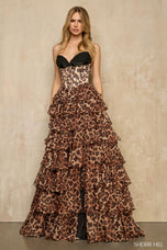 Sherri Hill Ruffle Animal Print Ball Gown Prom Dress 57585