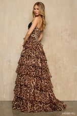 Sherri Hill Ruffle Animal Print Ball Gown Prom Dress 57585