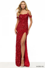 Sherri Hill Off Shoulder Fitted Sequin Prom Dress 57608