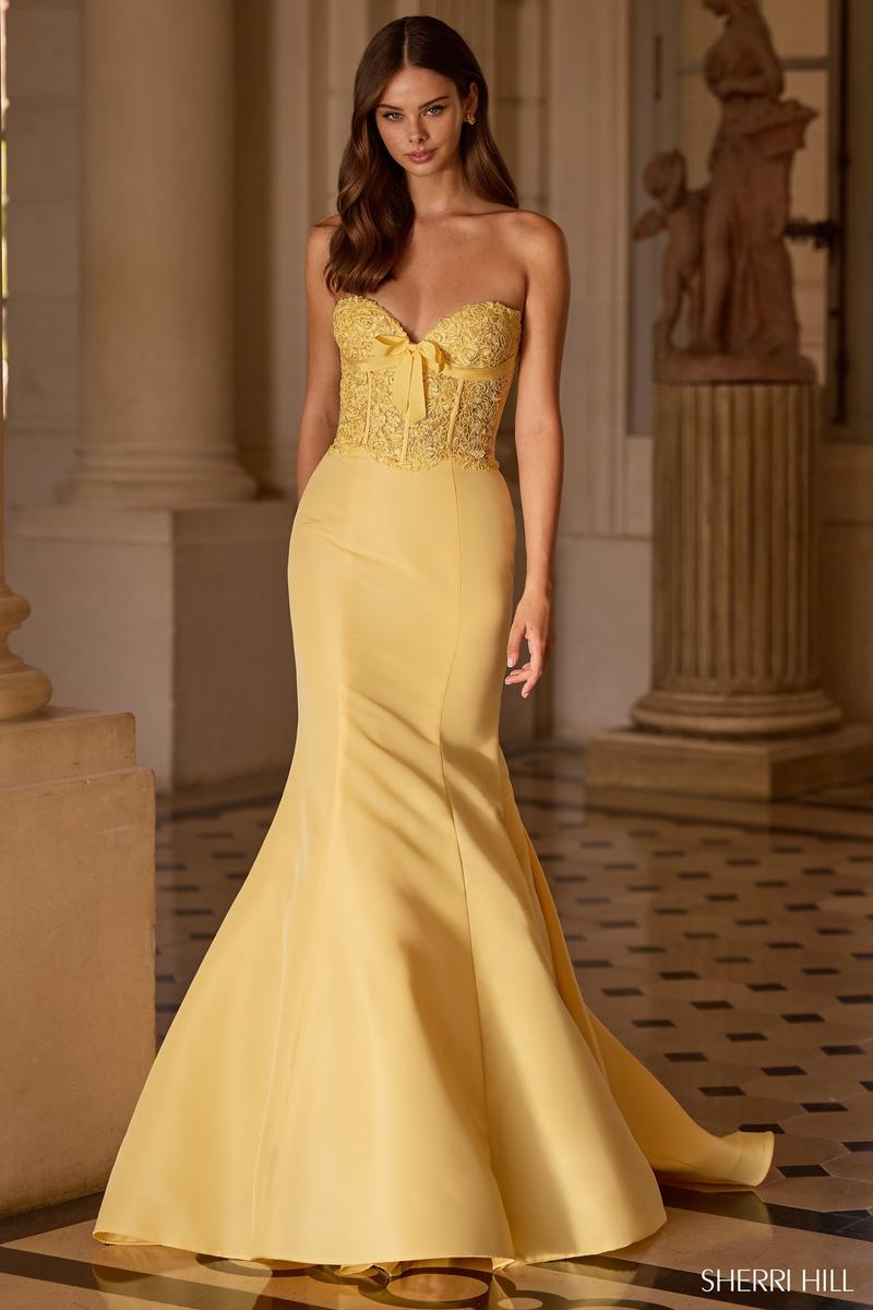 Sherri Hill Strapless Lace Corset Mermaid Prom Dress 57621 Sherri Hill Strapless Lace Corset Mermaid Prom Dress 57621