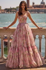 Sherri Hill Illusion Floral Print Prom Dress 57628