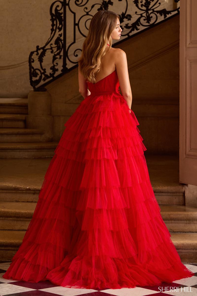Sherri Hill Halter Tulle Ruffle Prom Dress 57630