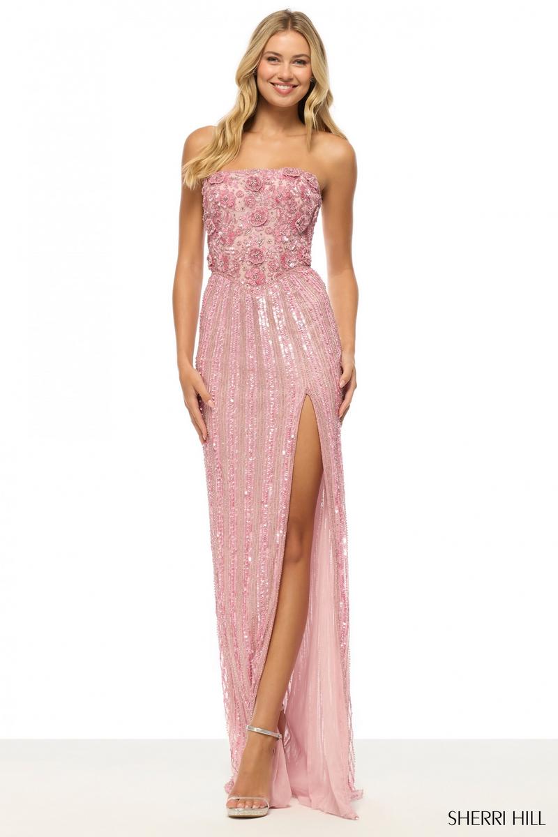 Sherri Hill 3D Floral Sequin Prom Dress 57632
