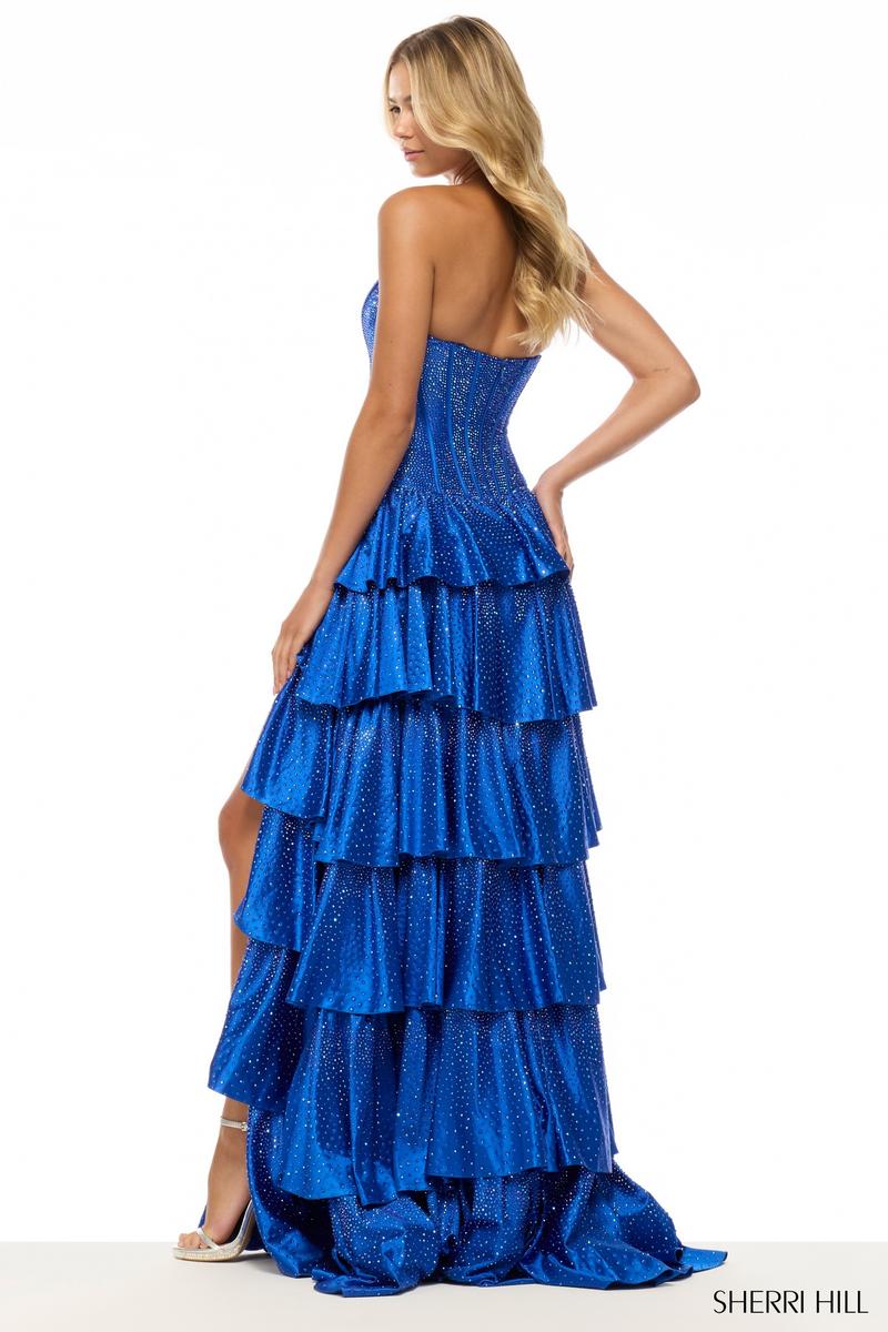 Sherri Hill Drop Waist Corset Hot Stone Prom Dress 57639 Royal / 4