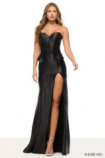 Sherri Hill Strapless Satin Peplum Prom Dress 57647