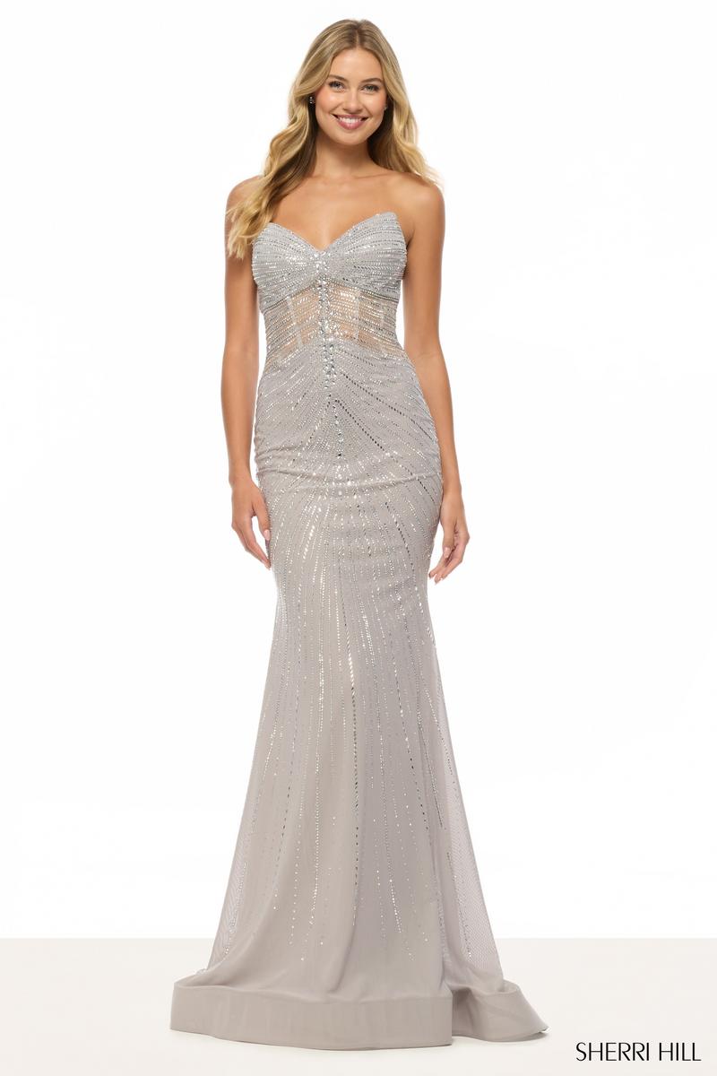Sherri Hill Strapless Beaded Prom Dress 57651
