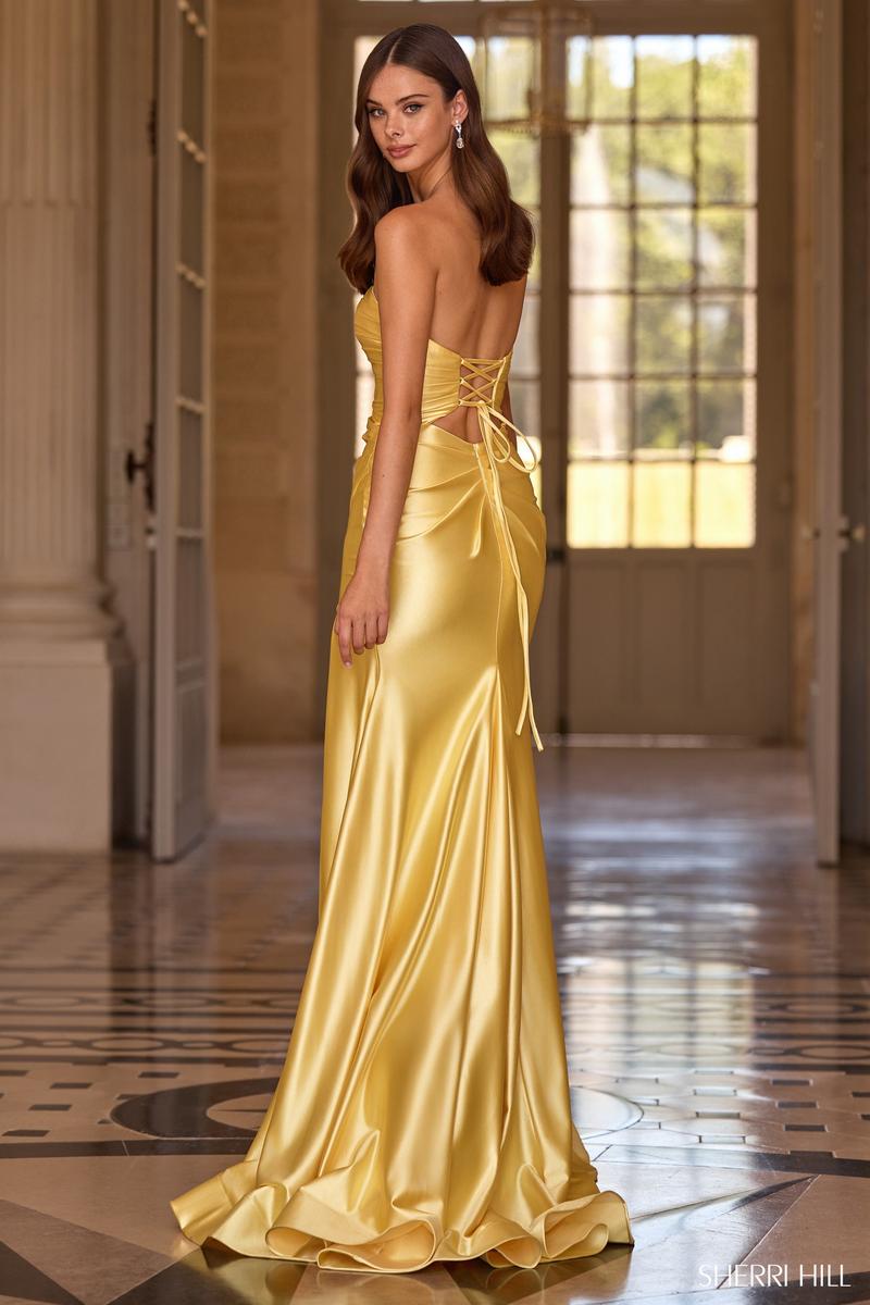 Sherri Hill Strapless Satin Prom Dress 57652 Light Blue / 4 Sherri Hill Strapless Satin Prom Dress 57652 Light Blue / 4