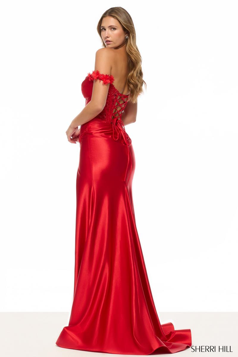 Sherri Hill Satin Corset Prom Dress 57679
