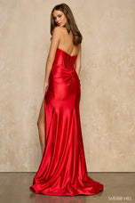 Sherri Hill Strapless Satin Corset Prom Dress 57680