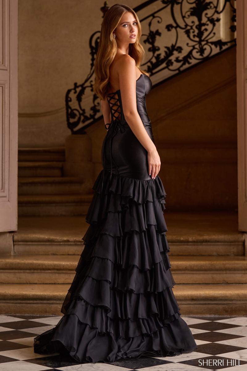 Sherri Hill Satin Ruffle Prom Dress 57683