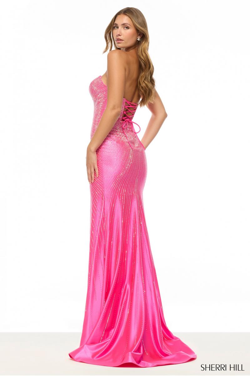 Sherri Hill Plunging Hot Fix Prom Dress 57684 Lilac / 00 Sherri Hill Plunging Hot Fix Prom Dress 57684 Lilac / 00