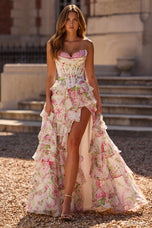 Sherri Hill Floral Print Ruffle Prom Dress 57693