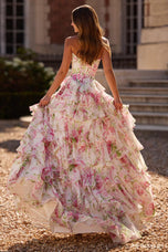 Sherri Hill Floral Print Ruffle Prom Dress 57693